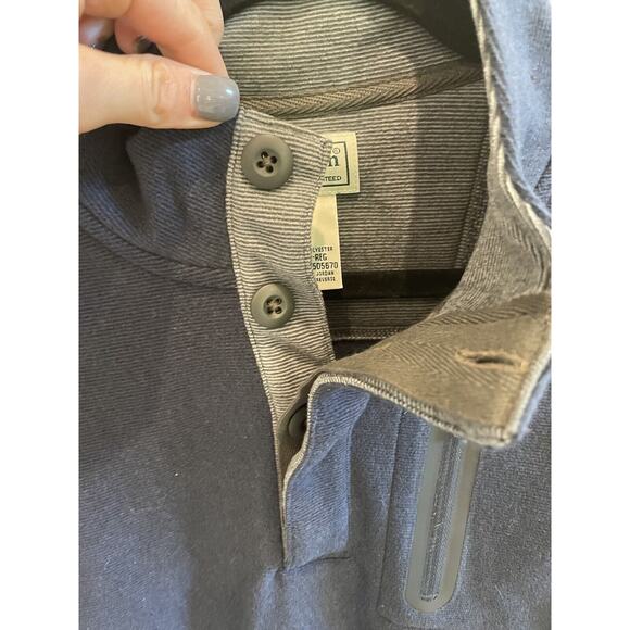 L.L.Bean Men's Fleece Layering Button Mock Pullover Sweater Shirt Blue Medium - Picture 3 of 4